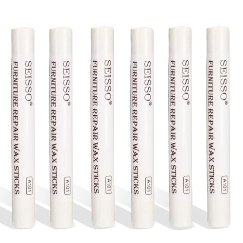 SEISSO 6 Pezzi Pennarello per Legno, Pennarello Ritocco Legno per Coprire Graffi e Fori nei Mobili,Riparazione Legno Cera Stick 12cm (Bianco)