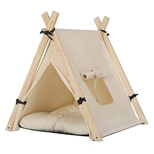 EUGAD Casetta per Gatti 45x45x55cm, Tenda per Cani e Gatti con Cuscino, Cuccia Rimovibile e Lavabile per Animali Domestici di Taglia Piccola (Chihuahua, Barboncini), Bianco
