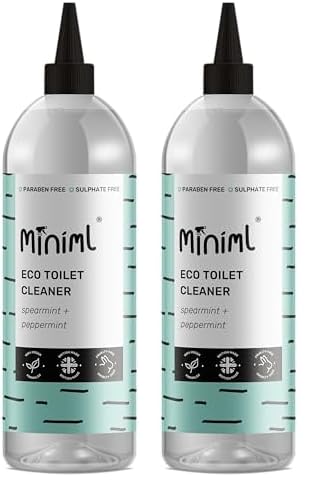 Miniml Eco Toilet Cleaner Spearmint & Peppermint 1L - All Natural Limescale Remover, Descaler and Heavy Duty Refill Rim & Bowl Cleaning Liquid Antibacterial Bleach - 100% Vegan & Cruelty Free
