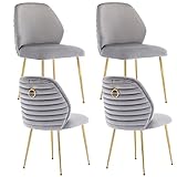ZHENGHAO Velvet Dining Chairs Set of 4, Mid Century Upholstered Dining Room Accent Chairs Modern...