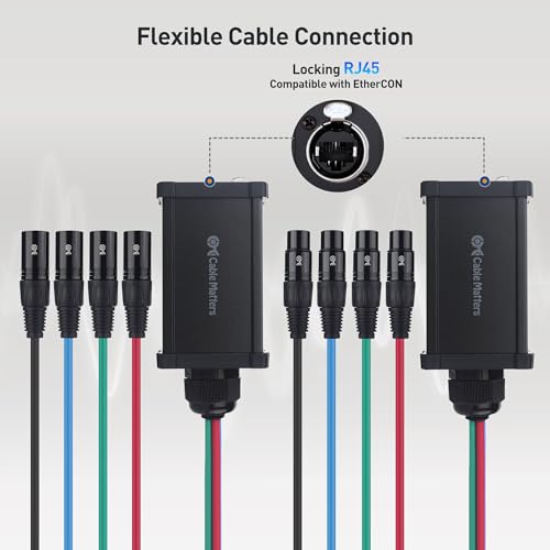 Cable Matters XLR Audio Over Ethernet Snake with 2 Boxes - 4X XLRMale Pigtail Box and 4X XLRFemale Pigtail Box, XLR Snake 4 Channel, Compatible with EtherCON Connector, Black by Cable Matters - Image 2