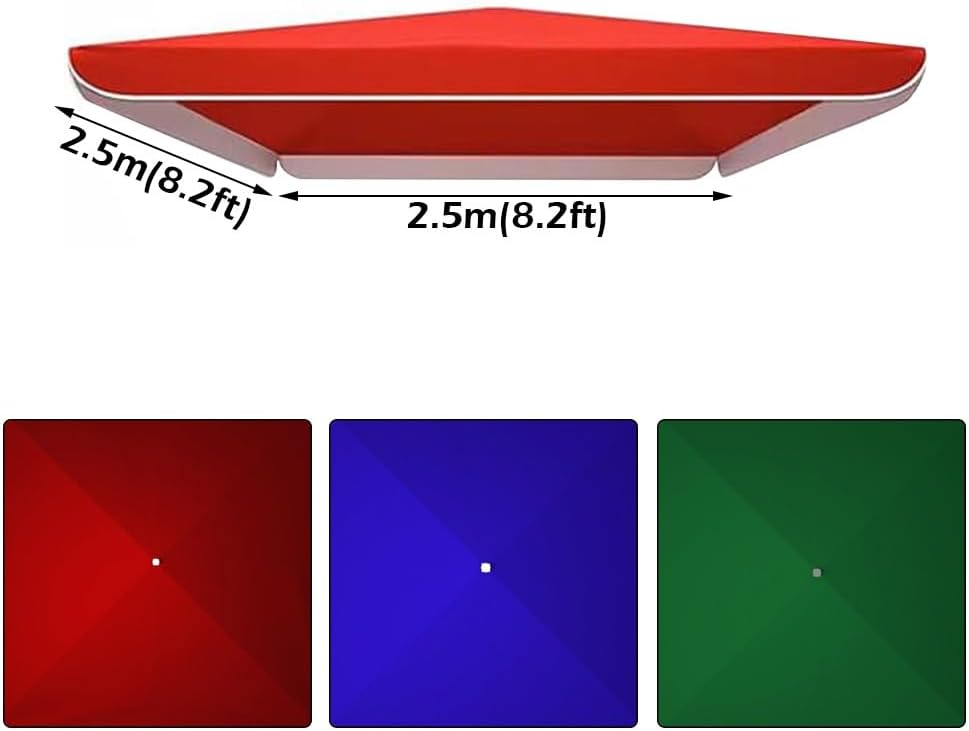Patio Umbrella Canopy Rectangle Parasol Replacement Cover Outdoor Top Shade Cover for Pool Beach Backyard Garden (Canopy Only) (Color : Blue Size : 3x3m(10x10ft)) (Blue 2.5x2.5m(8.2x8.2ft))