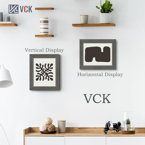 Image of VCK 8x10 Picture Frame Set of 3, Gray Grey Wood Frames, Gallery Wall Decor Photo Frames for Wall Mounting Horizontally or Vertically