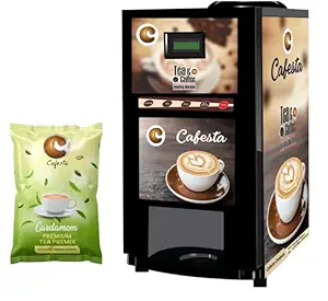 Cafesta Tea & Coffee Vending Machine Advanced Robust Fully Automatic Coffee Vending Machine | For Offices, Shops and Smart Homes (Good luck 3 line + Cardamom Tea Premix)
