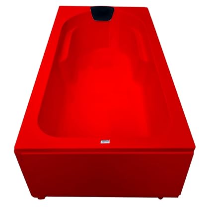 MADONNA Alexander 6 Feet Acrylic Portable Bathtub with Front Panel and Side Panel - Red