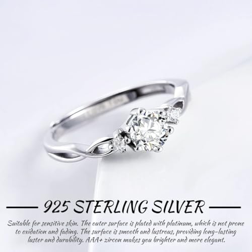 JEYORZY 1 anillo de plata ajustable, anillo de compromiso y boda, anillo de boda, plata, circonita cuadrada brillante - imagen 2