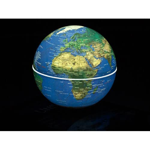 Globe Terre Lumineux en lévitation GM sur Base Bois GEOLITE
