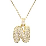 MARARDI Ciondolo da Donna Dorato con Iniziale Personalizzata - Collana da Donna con Lettera [N] di Colore Oro e Pietre Lucide - Adatte ad Ogni Occasione Originali ed Eleganti