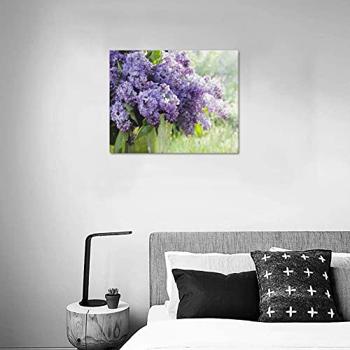 Creative Beautiful Modern Canvas Wall Art - Pretty Lilac Purple Flower Canvas Print 20" X 16" Inch - Stretched And Framed Painting Artwork Home Decor Wall Living Room Office #TOP3