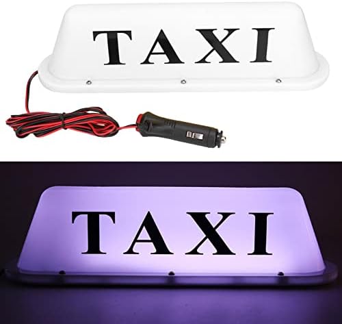 Taxi Sign Lamp, Taxi LED Light 12V LED Magnetic Taxi Sign Roof Top Car Super Bright Light Lamp with Cigar Lighter Taxi Windscreen Cab Indicator Sign (02)