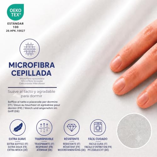 Degrees Home Collection - Sábana Bajera Ajustable 150x190x33 cm - Microfibra de poliéster, Calidad Oeko Tex sin tóxicos, Super Suave - Blanco - Imagen 5