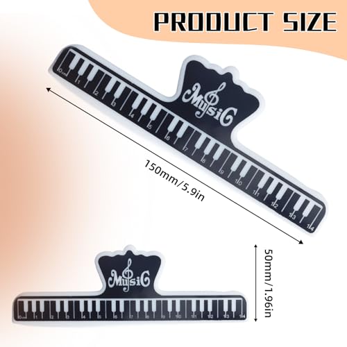 YXQ 4Pcs Music Page Holder 15mm Plastic Book Clip to Hold Book Open Music Score Fixed Clips Book Paper Holds Musical Note Clamps for Guitar Violin Piano Player, (Black)