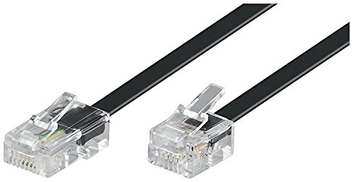 Goobay 68578 Telefonkabel RJ11 Stecker auf RJ45 Stecker Flachkabel RJ11 Kabel f&uuml;r Faxger&auml;t DSL Modem VDSL Router Kabel ISDN DSL Kabel Schwarz 10m