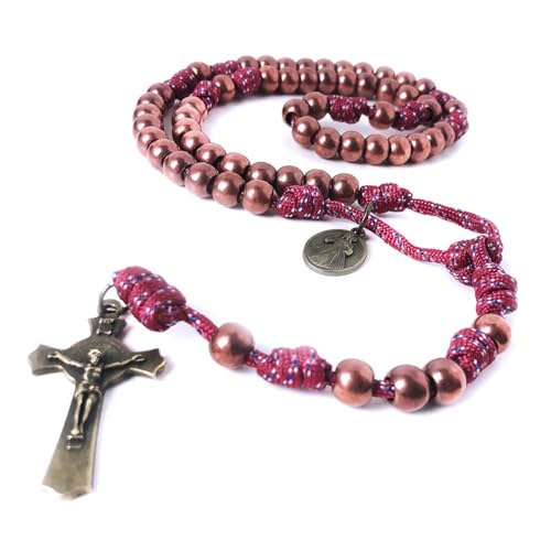 Divine Mercy Bronze Paracord Catholic Rosary Beads, Crosses, Crucifixes3