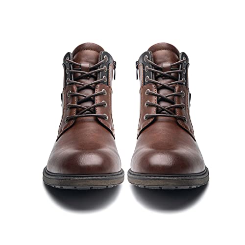 Image of AMAPO Men Oxford Boots, Buckle Dress Boot, Casual Men Boots Lace-Up Side Zipper