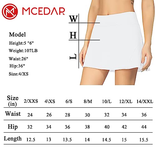 Mcedar Pleated Tennis Skirt For Women With Pockets Mid-Rise Athletic Skirts Golf Skorts Running Workout Built-In Shorts 035Bmq-White/Axxs #TOP5