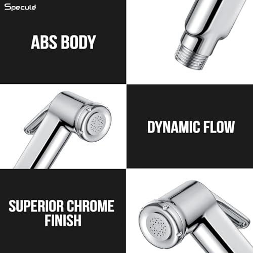 Image of Orbit, ABS High-Pressure Health Faucet for Toilet | Includes SS-304 Grade 1.25 Meter Flexible Hose Pipe & Wall Hook | Jet Spray for Bathroom Use | Chrome Finish | Durable & Easy to Use