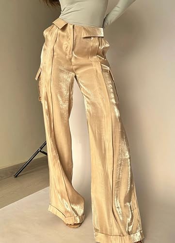 Womens High Waist Straight Wide Leg Pants Baggy Casual Flowy Pockets Palazzo Lounge Pants Travel Vacation Outfits4