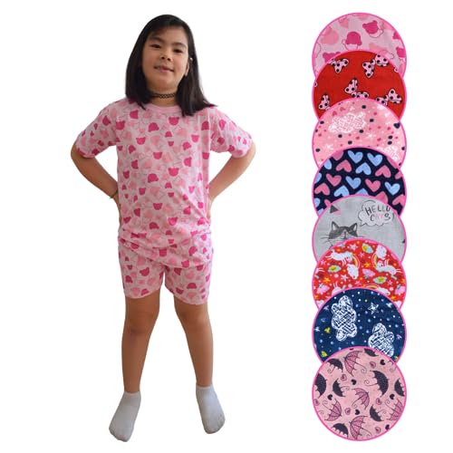 Pijama Infantil Menina de 1 a 14 anos Conjunto Short e Camiseta Bermuda Criança Algodão Verão Calor