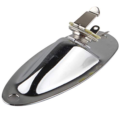 Futheda Prise jack de guitare électrique chromée style bateau avec vis pour guitare basse FD Strat Cover