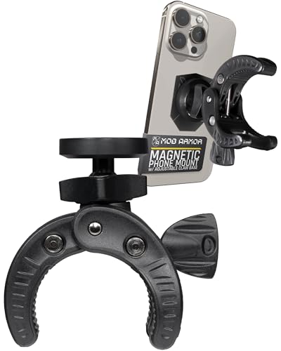 Mob Armor MobNetic Claw with 360° Rotation - Bar Mount for Golf Carts, Strollers, or Any enclsoed cab Vehicle with Round or Square Tubes- Universal Car Magnetic Phone Mount, Assembled in USA - Black