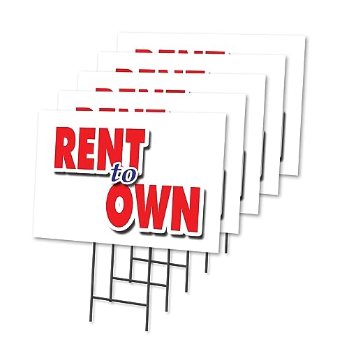 RENT TO OWN 5 Pack Of 18" x 24" Yard Sign & Stake | Advertise Your Business | Stake Included Image On Both Sides | Made in The USA