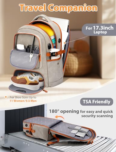 MATEIN Canvas Backpack for Men with Shoe Compartment, Large TSA Friendly Vintage Travel Backpack with USB Port, Anti-Theft RFID Pocket, Waterproof Wet Pocket4