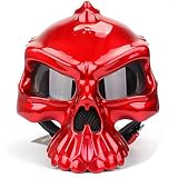 Personalized Skull Cap Half Shell Helmet DOT Approved German Style Retro Open Face Helmets Street Bike Jet Cruiser Scooter ATV Moped Helmet for Adults Men Women(D,XL(61-62 CM))