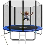 tectake® Trampolino Elastico per Bambini e Adulti da Giardino Ø 244/305/366/396/427/457 cm, Certificato GS, Rete di Sicurezza per Bambini e Scaletta, Trampolino Fitness e Sport, Bordo Imbottito