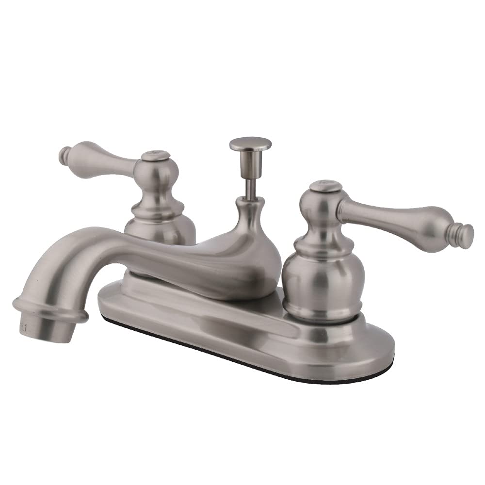 Kingston Brass KB608AL Restorasyon 4 İnç Centerset Lavabo Bataryası, Fırçalanmış Nikel