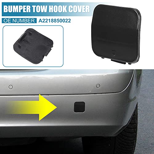 X Autohaux Rear Bumper Tow Hook Cover Car Towing Hook Eye Hole Cover Replacement A2218850022 For Mercedes-Benz S-Class W221 2010-2013 Gloss Black #TOP1