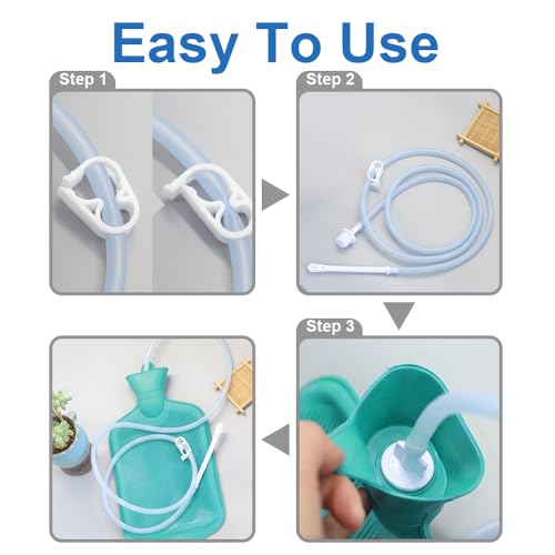 AOVETKER Enema Bag Kit for Women & Men, Colon Cleanse Enema Bag 2L with 4 Tips & Flow Control Clamp, 5ft Hose, Hook, Storage Bag