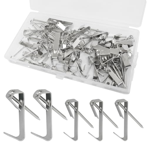 Image of Hordion 100pcs Picture Hanging Kit - 30lb, and 50lb Picture Hooks Metal Picture Hangers with Nails for Drywall Wooden Wall(Silver)