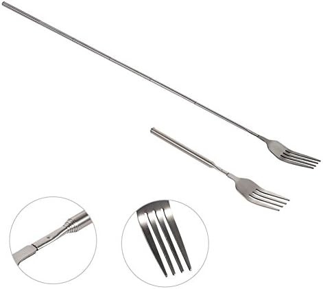 Telescopic Fork, Extendable Fork, Long Handle Fork, Barbecue Toasting Dinner Fruit Dessert Long Fork Cutlery for BBQ Eating