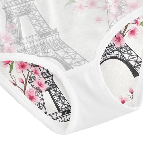 Toddler Panties, Eiffel Towers Pink Flowers Cotton Underwear Girls, 2–8 Years4