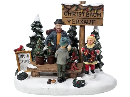 Weihnachtliche Miniatur-Figuren Winterwelt-Szene aus Poly –...