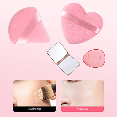 4 Pcs Pink Powder Puff For Face Powder-Face Soft Triangle Makeup Puff,Finger Puff,Mini Makeup Puff For Contouring, Under Eyes And Corners,Loose Powder Mineral, Powder Body，Cosmetic Foundation ，Wet Dry Face Exquisite Makeup Sponge Tool, Beauty Makeup Tools (Pink) #TOP6