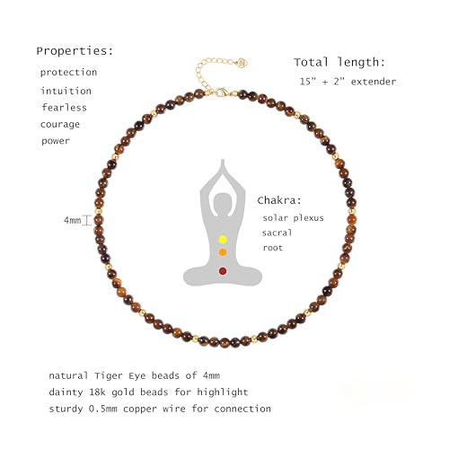 Aobei Pearl Oeil de tigre perlé toux cristal collier femmes 18k or perles pendentif collier – vue 4