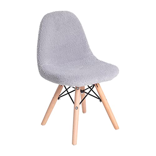 Flash Furniture Modern Zula Kid's Modern Padded Armless Faux Sherpa Accent Chairs with Beechwood Legs - Gray