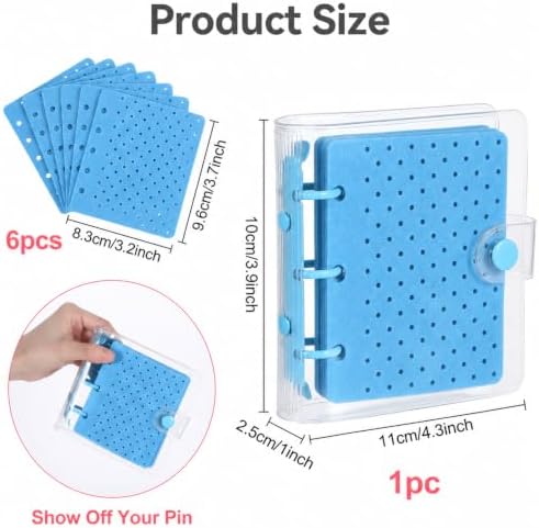 Pin Trading Pad, 4x4.3in Leather Pin Trading Book Pins Collection Book,Blue — 사진 2