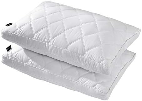 puredown Gusseted Down Feather Pillows for Sleeping 100% Cotton Pillow Cover Standard/Queen Size Set of 2