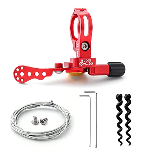 MUQZI Dropper Post Lever, Bike Seatpost Dropper Remote Lever Shifter Adjustable Control Remote for 22.2mm Mountain Bike and Road Bicycle Handlebars, Red