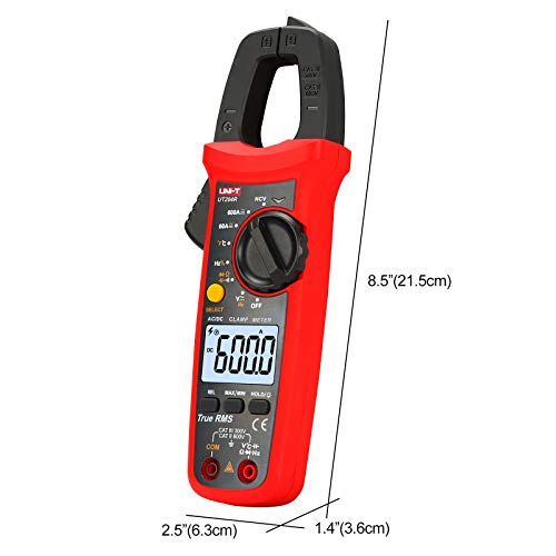 Uni-T Ut204R Digital Clamp Meter, Auto Ranging Trms 6000 Counts Ncv Volt Amp Meter With Ac/Dc Ohm Diode Capacitance Resistance Temperature Frequency Continuity Test #TOP6