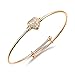 Cute Rose Gold Tone Cubic Zircon Love Heart Bangle For Children Girls Expandable Length 5.9"-7.87"
