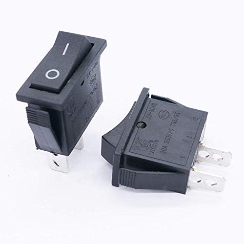 Taiss/8Pcs Black Rocker Toggle Switch On/Off SPST 2 Pin 2 Position KCD3 Snap AC 250V/16A, 125V/20A KCD3-101-BK