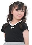 [Bee] ビー デザイントップス ガールズ 女の子 キッズ 半袖 無地 Tシャツ 春 夏 ctbb00001 130cm 配色リボン×ブラック地