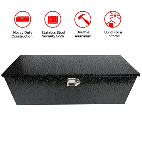 Tyfyb 44 X15 X15 Inch Black Aluminum Heavy Duty Pick-Up Truck Bed 5 Bar Tread Tool Box Trailer Storage Tool Box With Lock & Keys (44"X15"X15") #TOP2
