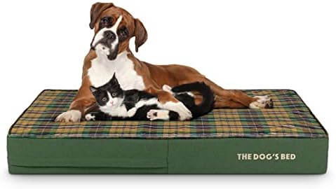 The Dogs Bed Orthopaedic Dog Bed Large Grey Plush 101x64x15cm, Waterproof Memory Foam Dog Bed