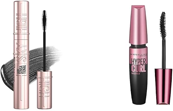 Maybelline Skyhigh Mascara 01 Black Waterproof Black + Mascara Volume Express Hypercurl R 01 Black Waterproof