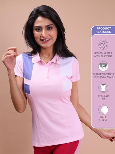 Image of Rupa Colors Womens PLAYSURE Dry FIT Activewear Polo T-Shirt | 100% Polyester Fabric | Stretchable | Reflective Logo | Trendy Design | Regular Fit